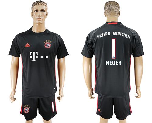 Bayern Munchen #1 Neuer Black Goalkeeper Soccer Club Jersey